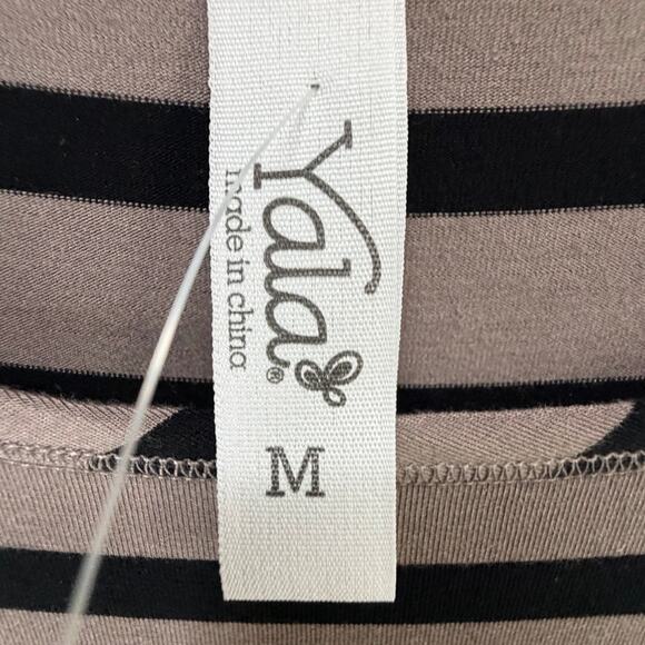 Yala T-Shirt Dress Womens M Beige Black Striped Bamboo Viscose Soft Comfort - Picture 11 of 14